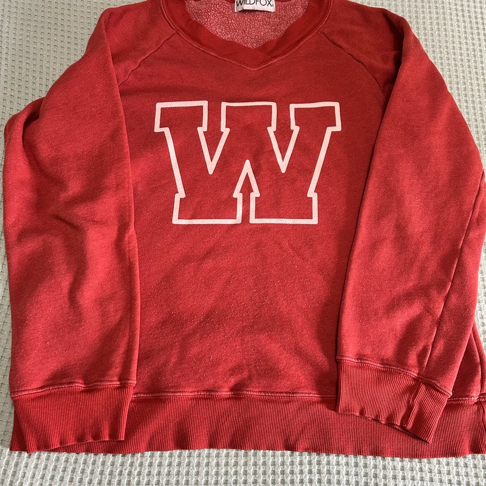 Wildfox Red Sweatshirt with White 'W' Graphic